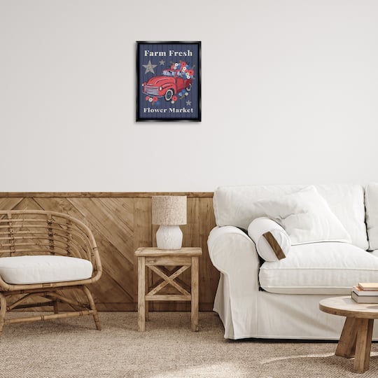 Stupell Industries Farm Fresh Patriotic Market Floater Framed Art